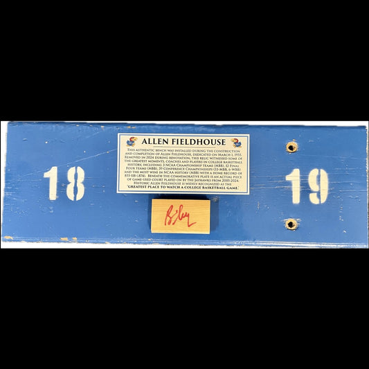 Allen Fieldhouse 1955 Bench Signed by Bill Self