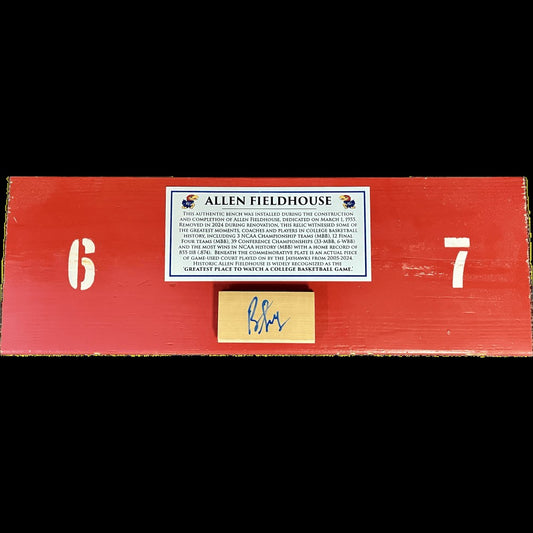 Allen Fieldhouse 1955 Bench Signed by Bill Self